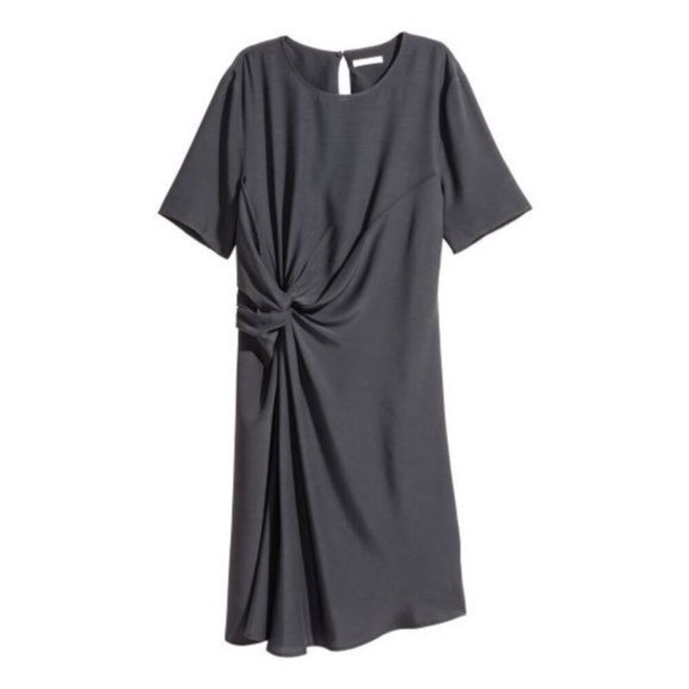 H&M dark gray short sleeve crepe dress 6 - Picture 11 of 11